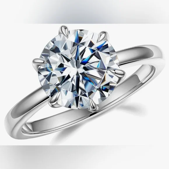 4ct Moissanite CERTIFIED Diamond Ring 18kgp 925 Sterling Silver
